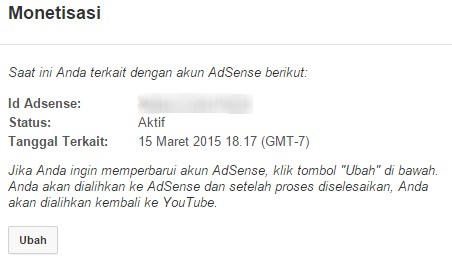  kita telah mempelajari bagaimana cara memasang iklan di Youtube Cara Mengaitkan Akun Adsense dengan Youtube