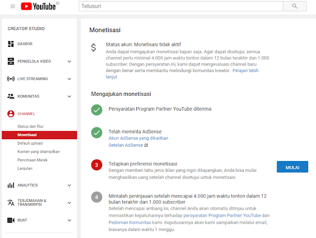 Mengganti Akun Adsense Youtube dengan Email Berbeda 10 YouTube Ganti 1