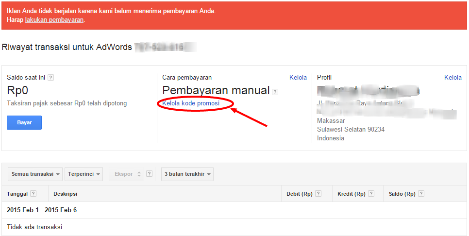 Cara Menggunakan Kupon Gratis dari Google AdWords 8 bayar 2
