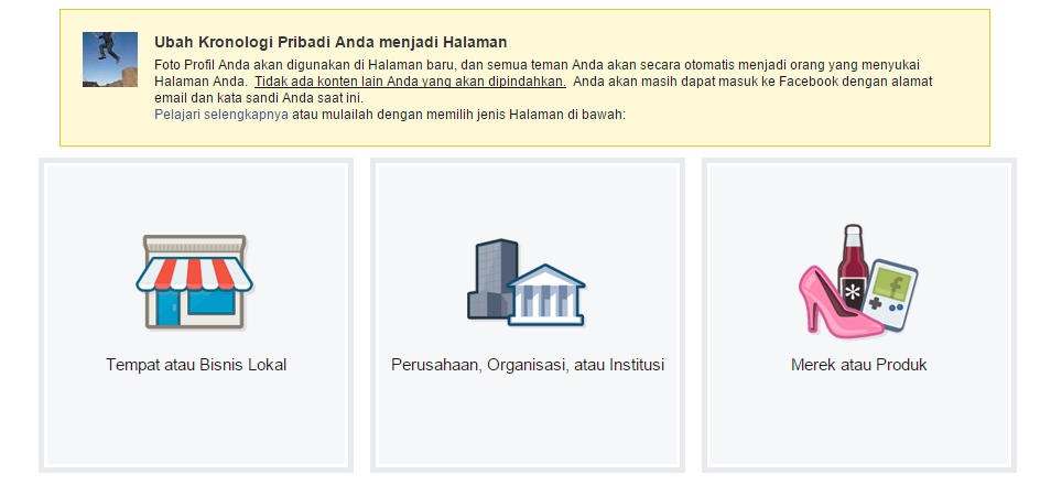 Cara Merubah Profil Facebook Menjadi Halaman Fan Page 10 fb
