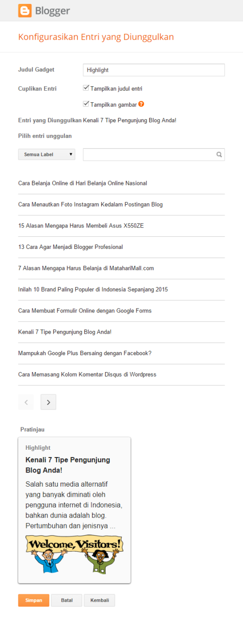 Cara Membuat Highlight Postingan di Blogspot 5 highlight 2