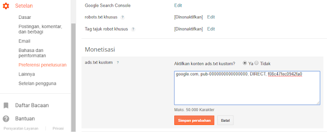 Cara Mengaktifkan Ads.txt Untuk Publisher Adsense 10 kode ads