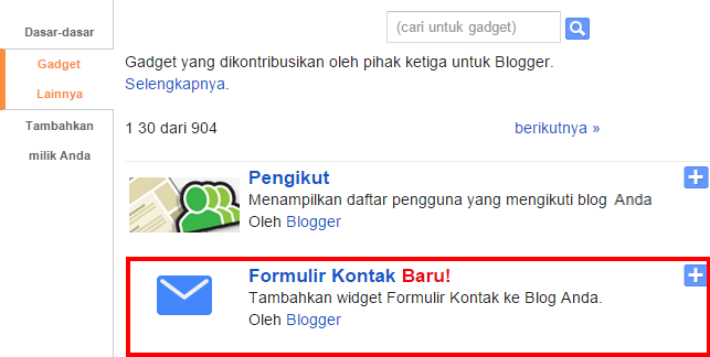 Menambahkan Contact Form di Sidebar Blogger 6 kontak