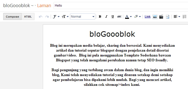 Cara Membuat Halaman Statis di Blogspot 12 laman