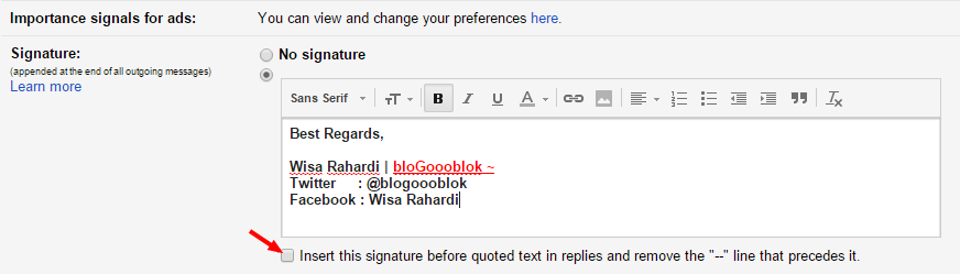 Pernahkah Anda menerima sebuah email dengan beberapa informasi tentang pengirimnya diakhir Cara Membuat Signature Pada Gmail, Yahoo dan Outlook