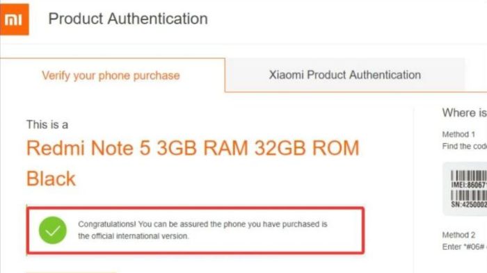 Cek imei xiomi